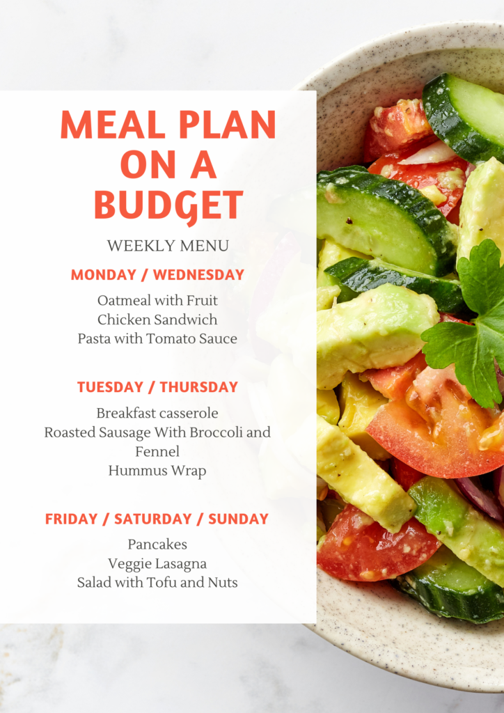 a sample meal plan for a family budget meal