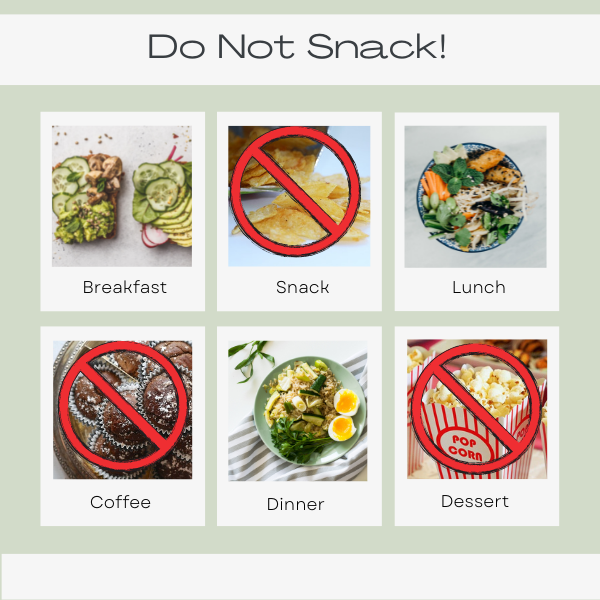 a meal plan with snacks crossed out